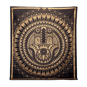Seinävaate Hamsa black gold 200 x 230