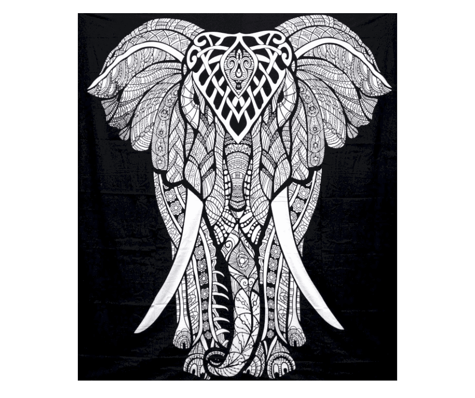 Mustavalkoinen puuvillainen päiväpeite / seinätekstiili 200 × 230 cm 4